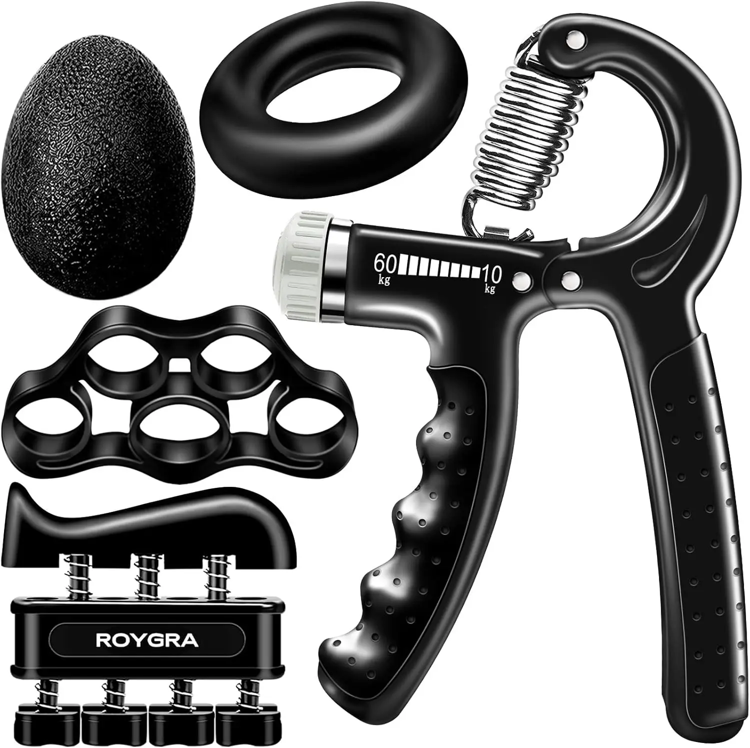 

Adjustable Grip Strength Trainer Set with 5 Exercise Tools for Hand, Finger, and Wrist Strengthening