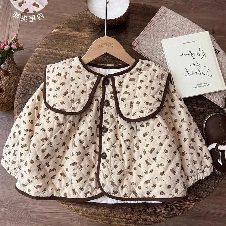 

Coat Autumn Winter Girl Loose Cotton Baby Children Personality Tide Korean Forest Broken Flowers Doll Collar Cotton 2025