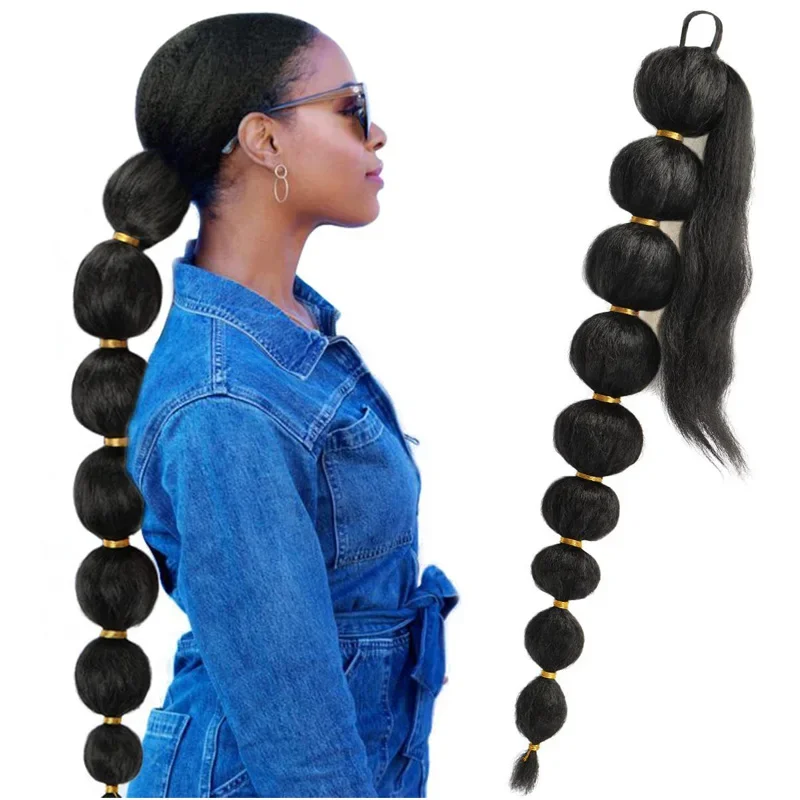 

Bubble Ponytail Extension For Black Women Long Braided Ponytail Extension Afro Puff Ponytail Protective Style