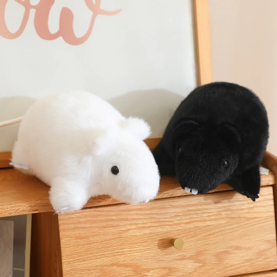 Juguetes de peluche de ratón suave simulado, almohada de rata de Animal relleno blanco y negro, juguete divertido, regalo de cumpleaños y Navidad, regalo para niños