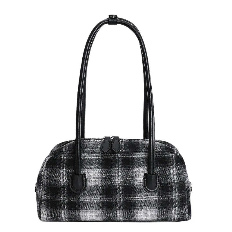 

Plaid Woolen Single Shoulder Bag for Women New Niche Light Luxury High-end Commuting Women's Bag