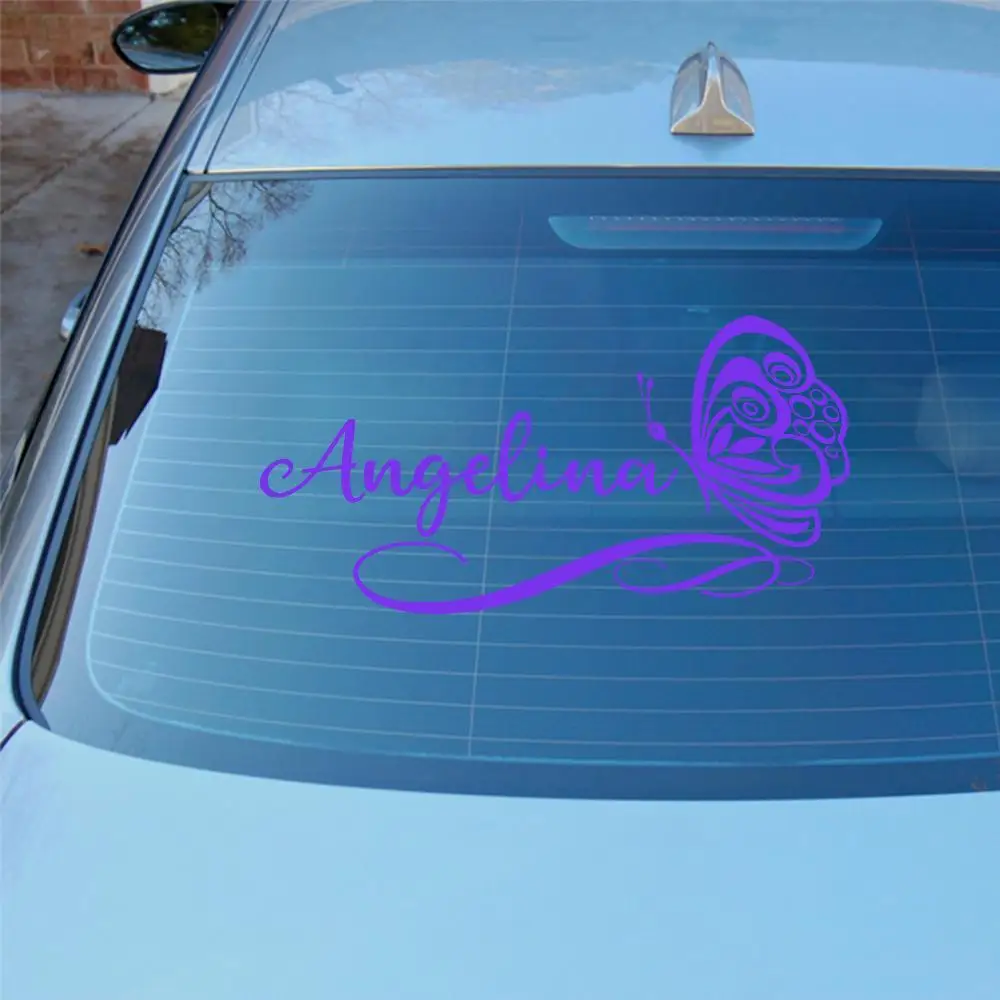 Purple Butterfly Angel Name Vinyl Decal Waterproof Removable Self Adhesive Sticker For Car Motorcycle Camper Window Helmet