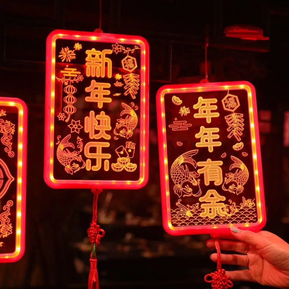 

Модные акриловые новогодние фонарики красного цвета для удачи, красные подвесные фонарики с кисточками, подвесные светильники для китайского Нового года
