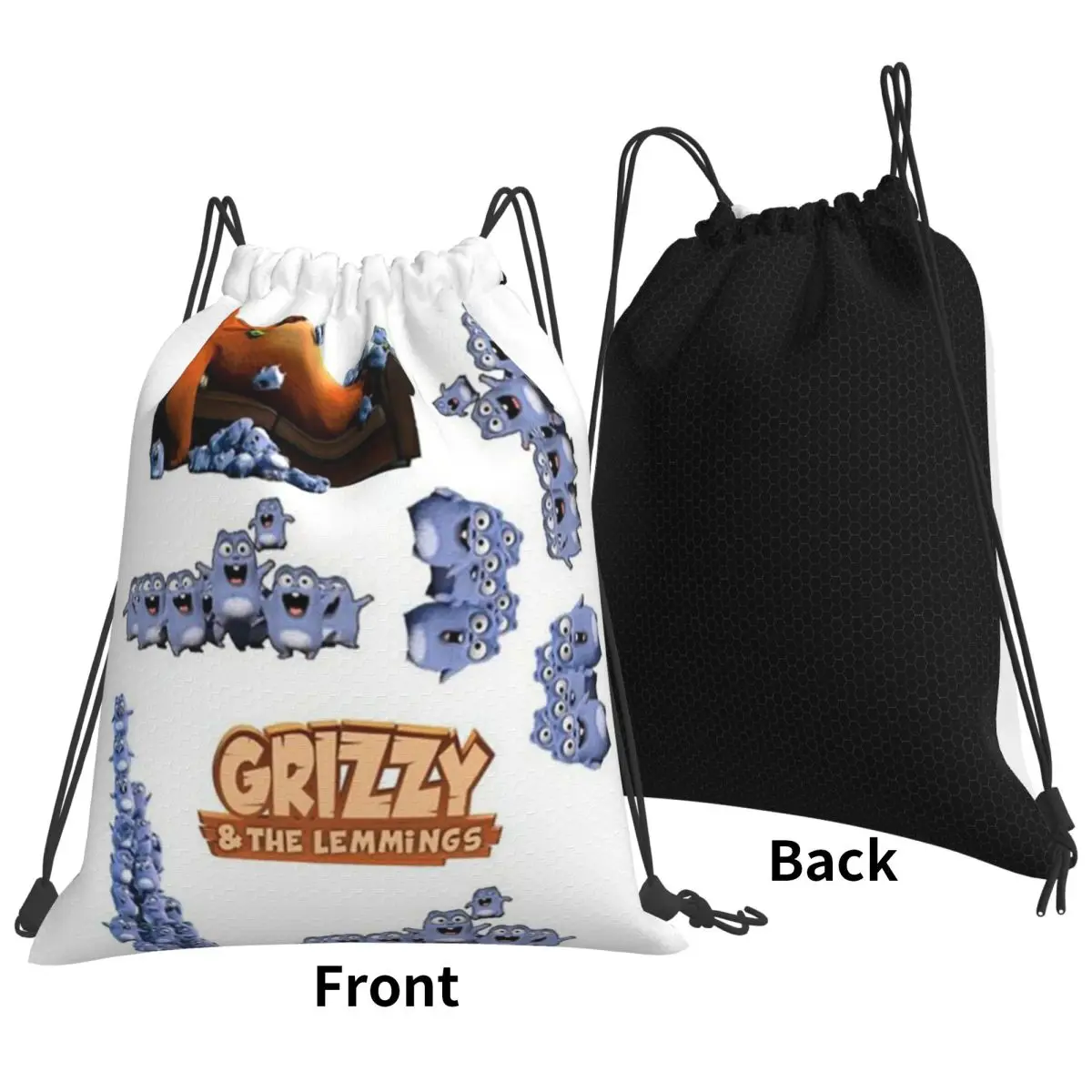 Animation Grizzy And The Lemmings Cartoon Anime Backpacks Drawstring Bundle Pocket Sports Bag Book Bags for Man Woman School