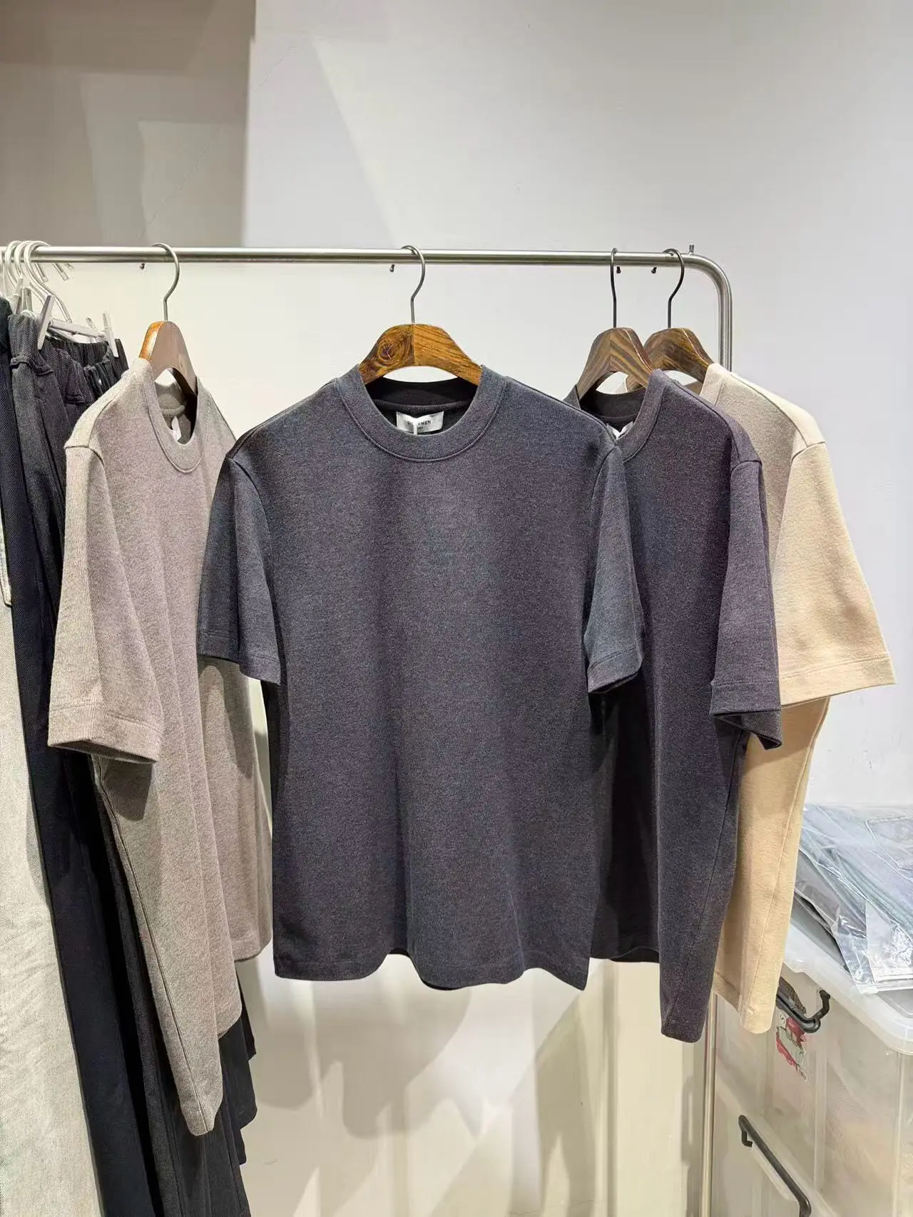 Simple modal + cotton + wool blend, strong two-color fabric short-sleeved T-shirt