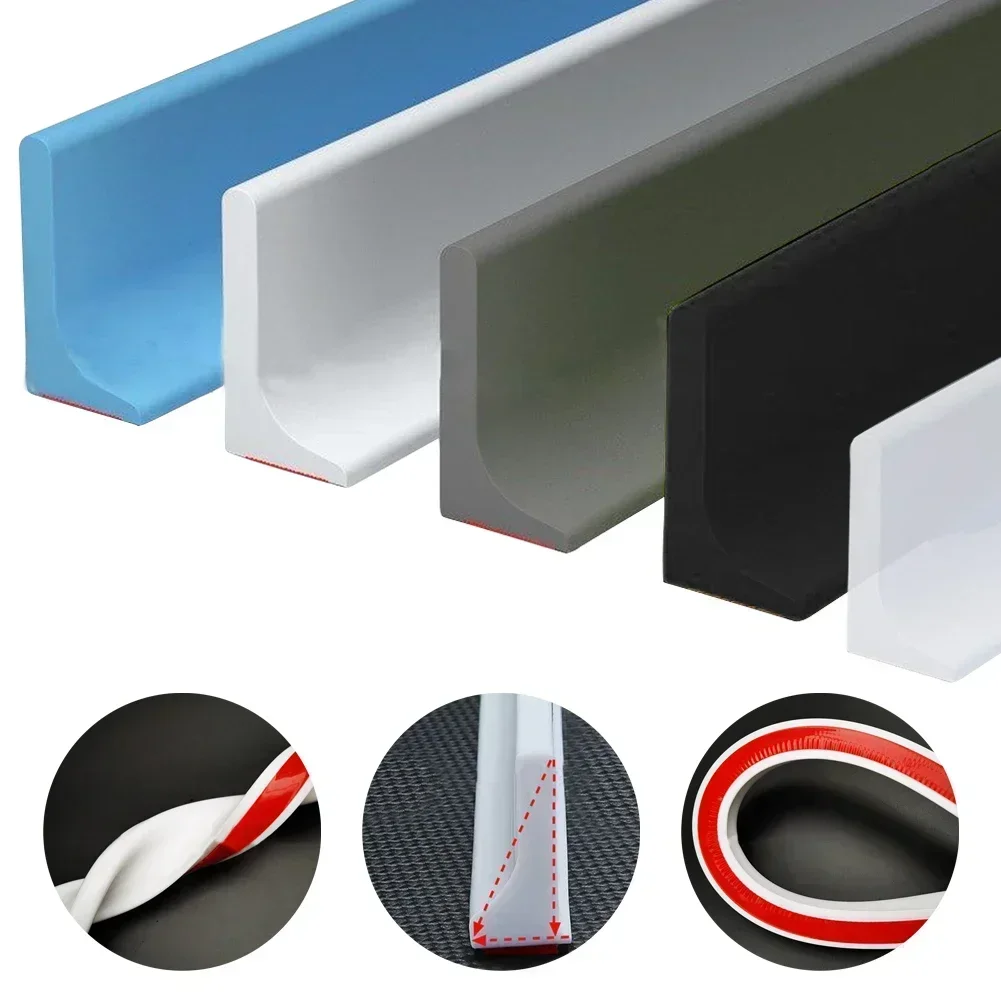 Silicone Bathroom Water Stopper Strip Shower Barrier Water Barrier Strip Water Retaining Strip Dry &Wet Separation Seal Strip