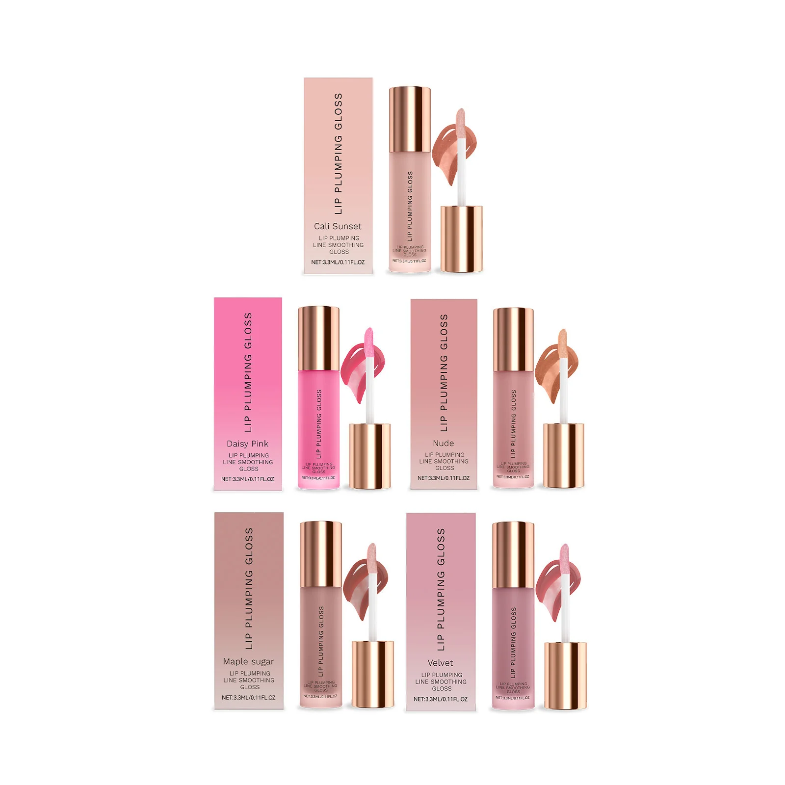 Balsamo per labbra lucido Riduce le linee delle labbra Idratante Riparazione rimpolpante Liscio Migliora la lucentezza Ammorbidente Rossetto liquido colorato idratante