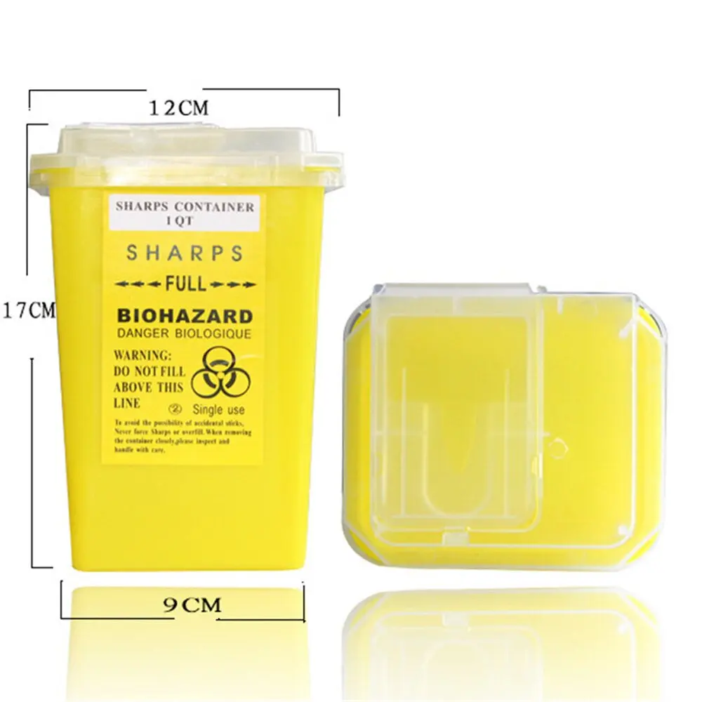 2/1pcs Tattoo Sharp Container 1L Tattoo Waste Bin Large Capacity Tattoo Supplies Disposal Containers Tattoo Needle Waste Box