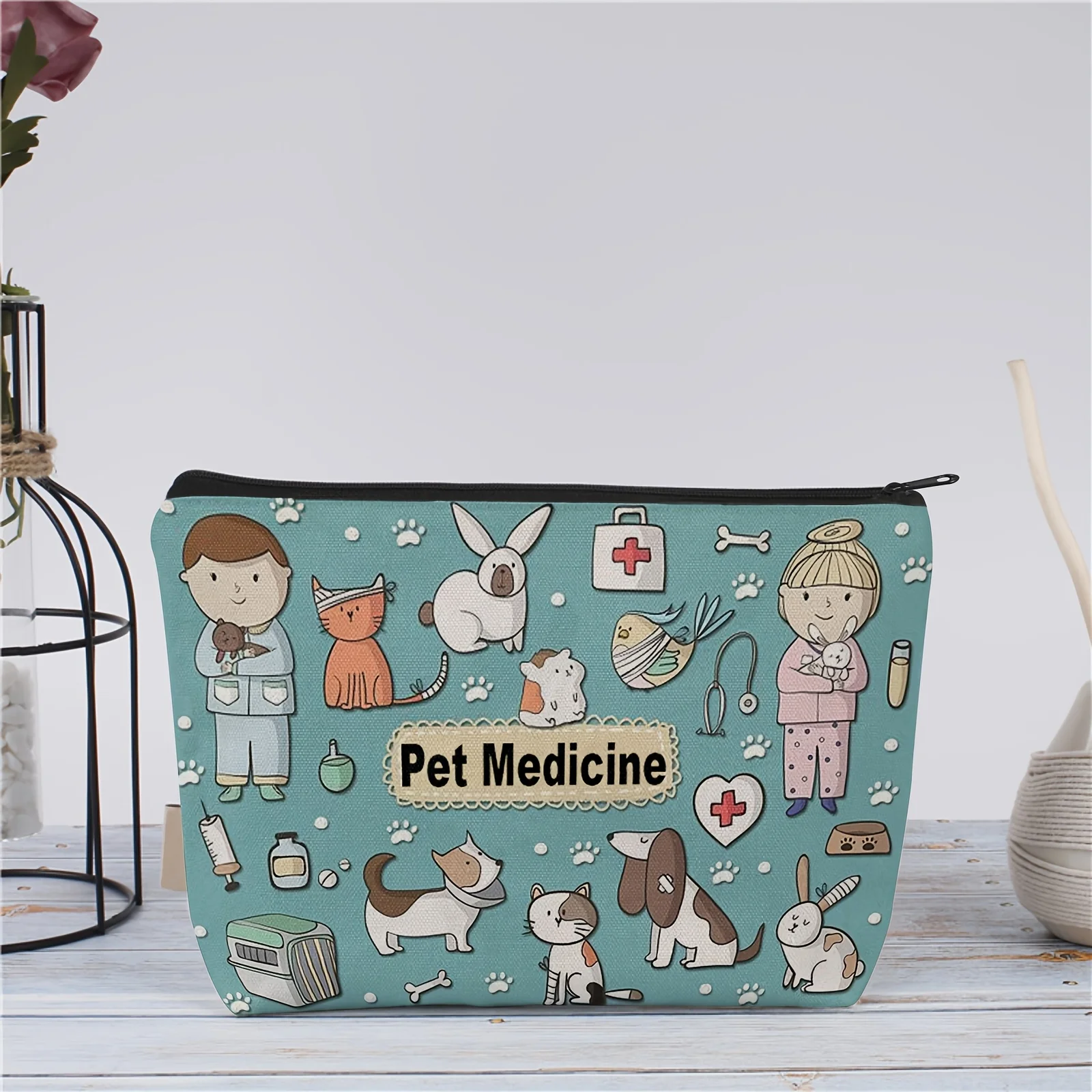 Un joli sac à cosmétiques pour médicaments pour animaux de compagnie – Adorable pochette multifonctionnelle à fermeture éclair pour femmes, sac de rangement de bijoux