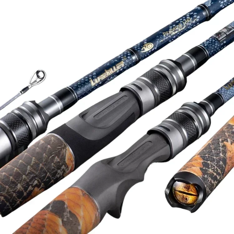 LUREKILLE Japan Fuji Guide ML/XH/M Power High Carbon Seabass Baitcasting Fishing Rod 2.1/2.4m 2 Sections Telescopic Spinning rod