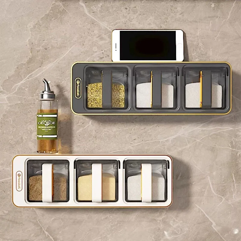 Condiment Box Wall-mounted Household Kitchen Pepper Condiment Storage Box Condiment Jar Set