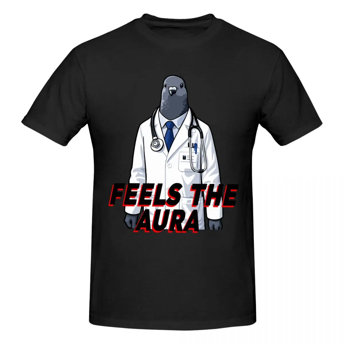 Camiseta vintage de algodón para hombre con diseño de meme de hombre médico de palomas caminando por el pasillo