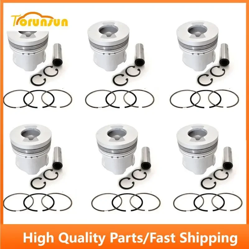 

New 6 Sets STD Piston Kit With Ring 1-12111-964-2 Fit For Isuzu 6WG1 Engine 147MM