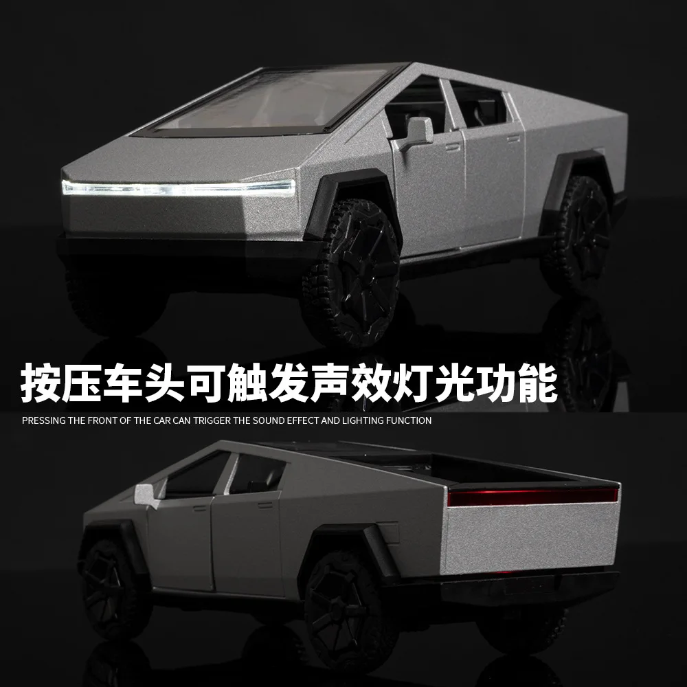 1:32 Cybertruck Pickup SUV Legierung Auto Modell Diecast Metall Spielzeug Geländewagen Zurückziehen Sound Licht Spielzeug Sammlung Geschenk