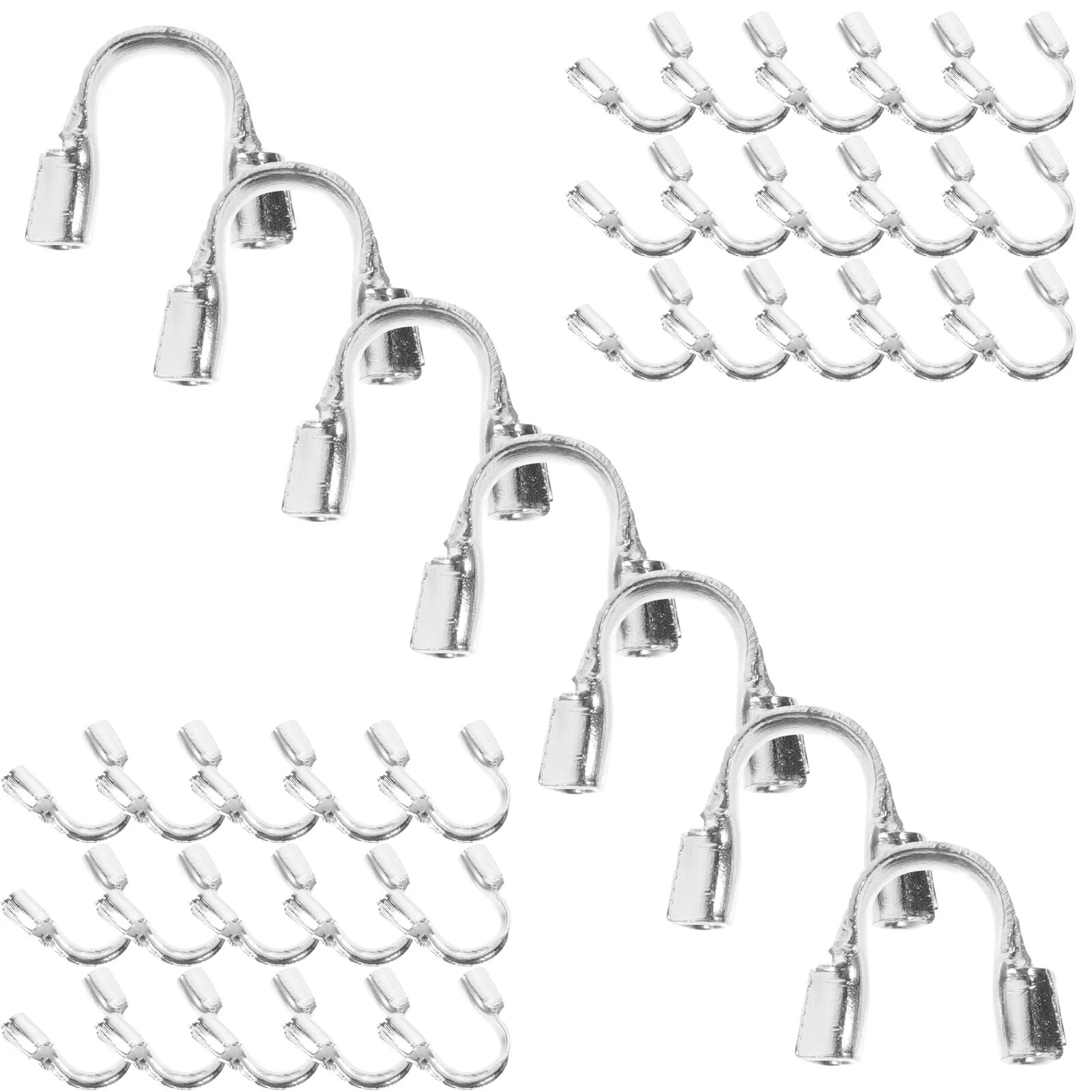 100 Pcs U-shaped Buckle Accessories Bracelet Making Loops Protector Necklace Wire Silver Jewelry