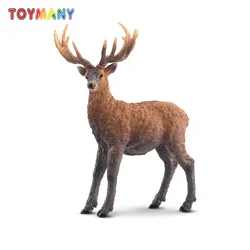 Toymany Simulation Wapiti Wildlife Animal Model Toy Mini Figures Dolls Action Figurines Toys for Children Gift Cake Decoration