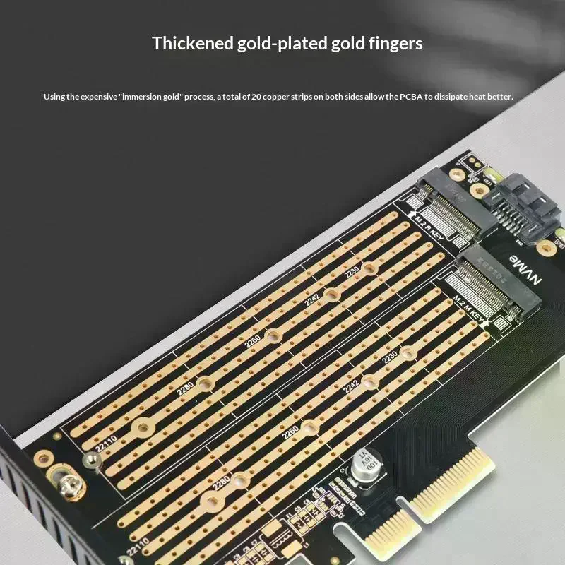 Dual M.2 PCIe 4.0 Adapter For NVMe/NGFF SSD NVMe (M Key) And SATA (B Key) SSD To PCIe X4 X8 X16 Slot For Desktop PC SK6