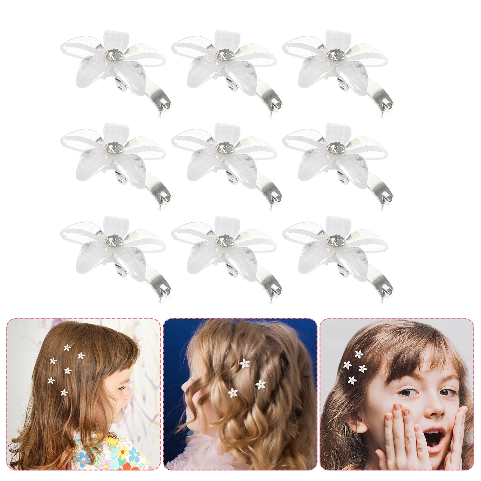 

20pcs Rhinestone Flower Hair Clips Small Claw Barrettes for Girls Child Tiny Accessories Fashion Adorable Style
