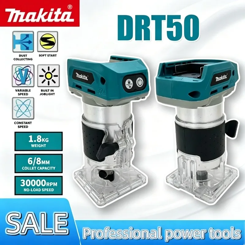 

Аккумуляторный триммер Makita DRT50, бесщеточный двигатель, 18В LXT, профессиональный перезаряжаемый инструмент для нарезки пазов и фрезерования