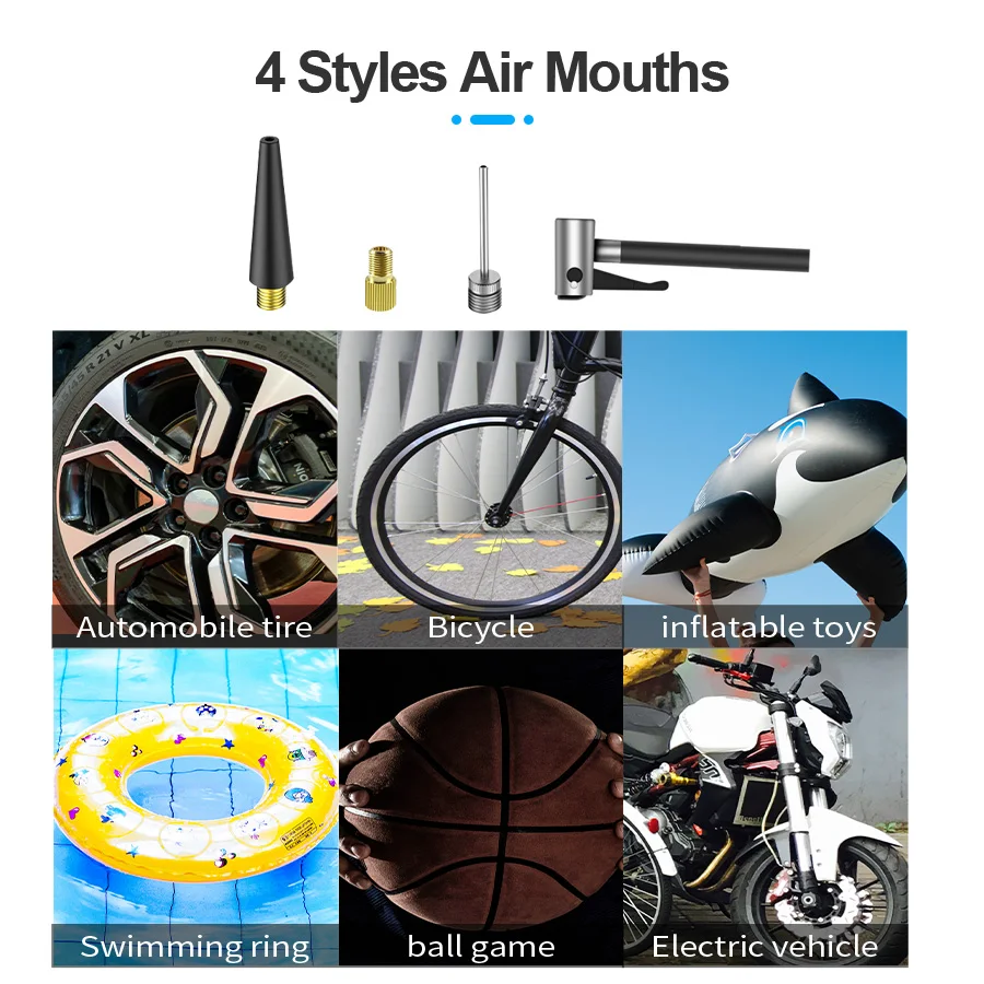 เครื่องอัดอากาศในรถยนต์ E-ACE ปั๊มแบตเตอรี่6000มิลลิแอมป์ต่อ150PSI ไร้สาย/แบบพกพา/มีสายปั๊มลมสำหรับจักรยานบอล Moto