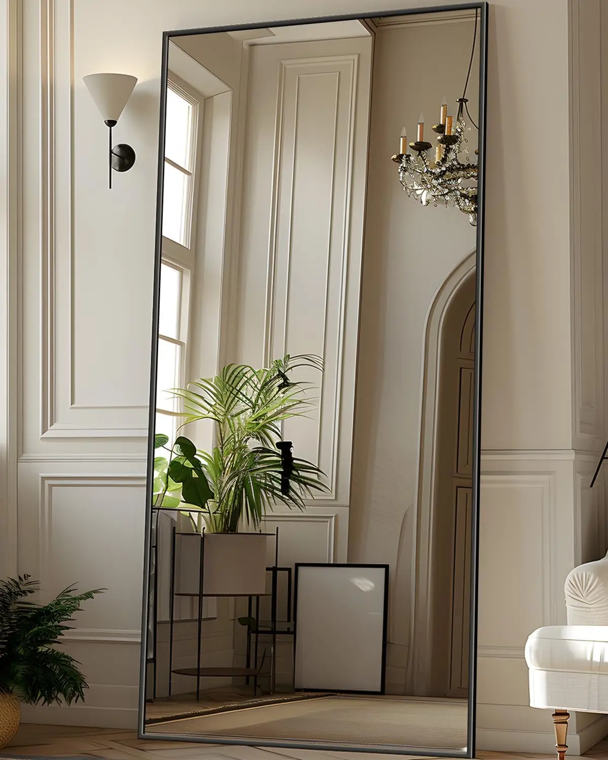 

71x28 Inch Full Length Floor Mirror with Stand, Wall Mountable for Bedroom Living Room, Black Rectangular Design