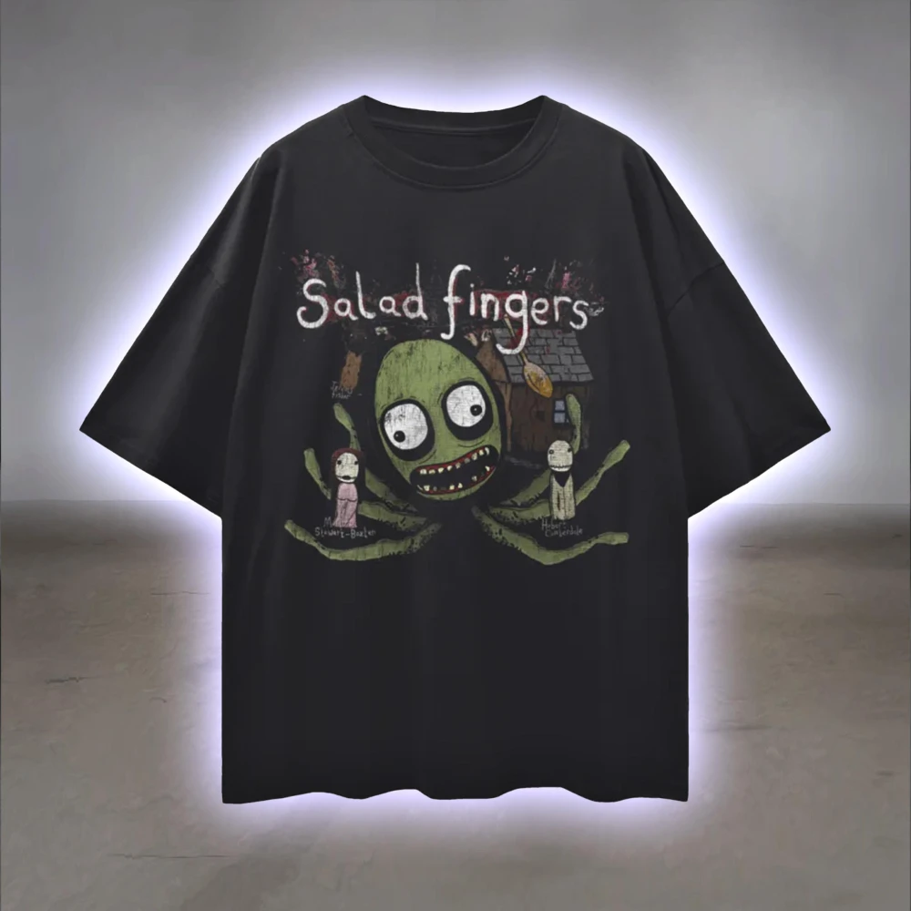Camiseta Salad Finger: Camiseta surrealista con temática de terror, 100% algodón, unisex, estilo urbano, adecuada para todas las estaciones, camisetas gráficas