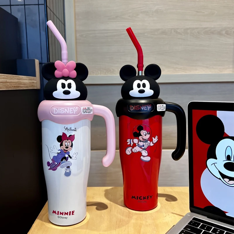 

Cartoon Cute Mickey Minnie Mouse Thermos Cup 3D Kawaii 316 Stainless Steel Large Capacity Water Cup with Handle Cup BirthdayGift