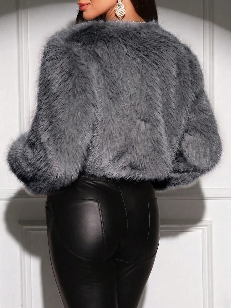 Short Coat Women Faux Fur Fox Coats Jackets Casual Coat Thick Warm Y2k Streetwear Jacket Elegant Work Outerwear Autumn Winter