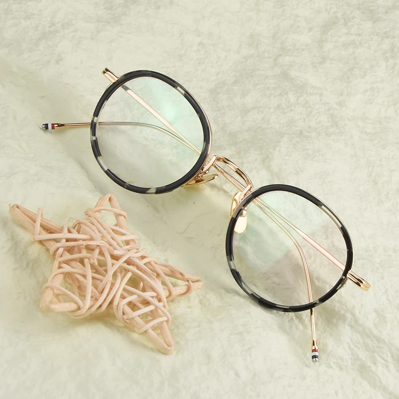 

New York Fashion TBX906 Round Men Glasses Frame Pure Titanium Top Quality Women Vintage Tortoise Eyeglasses Ultralight Spectacle
