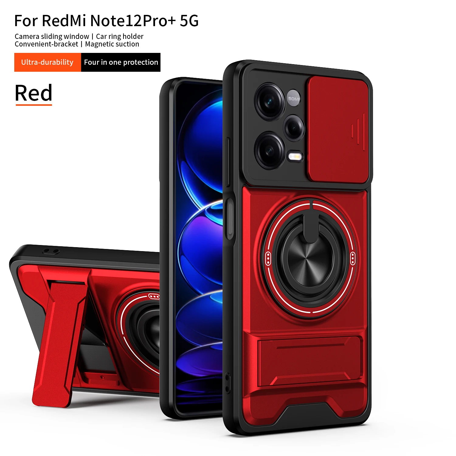 For Redmi Note 12 Pro+ Case Redmi Note 12 Pro Plus Cover Magsafe Magnetic Fold Holder Military Armor Camera Protection Cover view 3