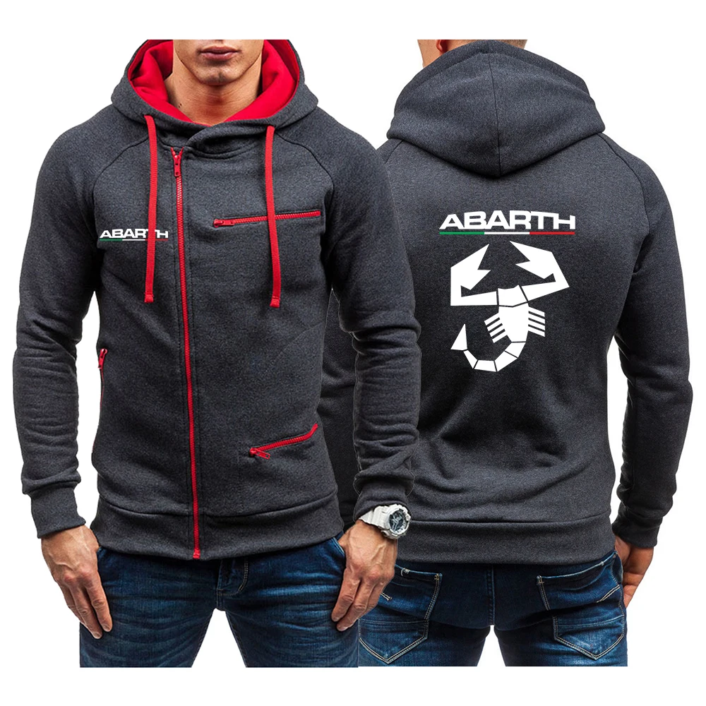 2023 New Printing Men Abarth Clothing Harajuku Vintage Hip Hop Streetwear Zip Up Hoodie Loose Sweatshirt Tops Clothes