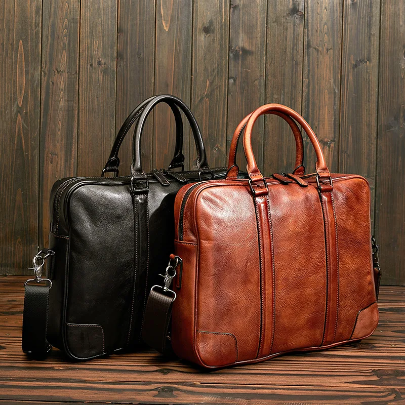 Fashion Luxury Men's Shoulder Bag Real Leather Business 15.6 Computer Bag Business Briefcase Male Handbag Messenger Pack Totes