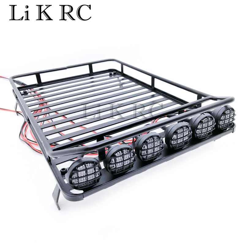 

1 Set Aluminum Alloy Roof Rack Luggage Carrier with Light Bar for 1/10 RC Crawler Axial D90 SCX10 90046 RC Car Accessories