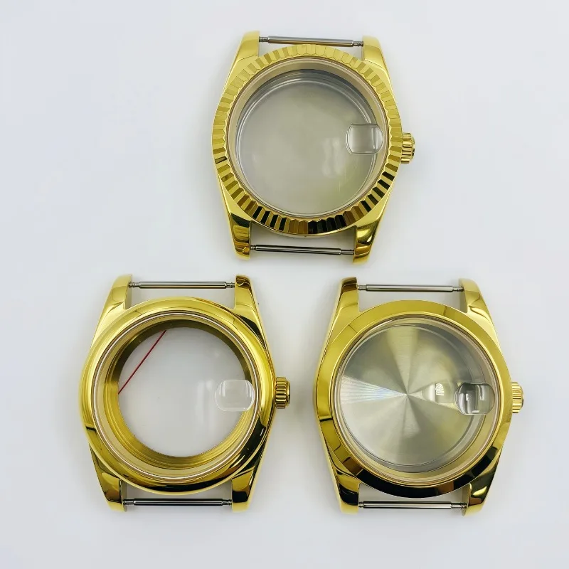 36/39 مللي متر سجل حالة كامل الذهب الكلب الأسنان حلقة حالة شطبة كثيفة أسفل اختراق ساعة حالة الياقوت ل NH35 #1