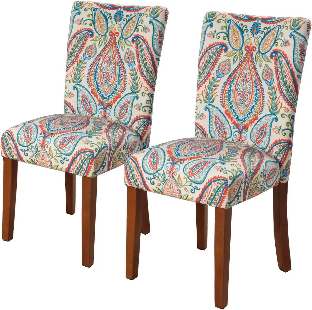 HomePop Parsons Classic Upholstered Accent Dining Chair, Set of 2, Colorful Paisley