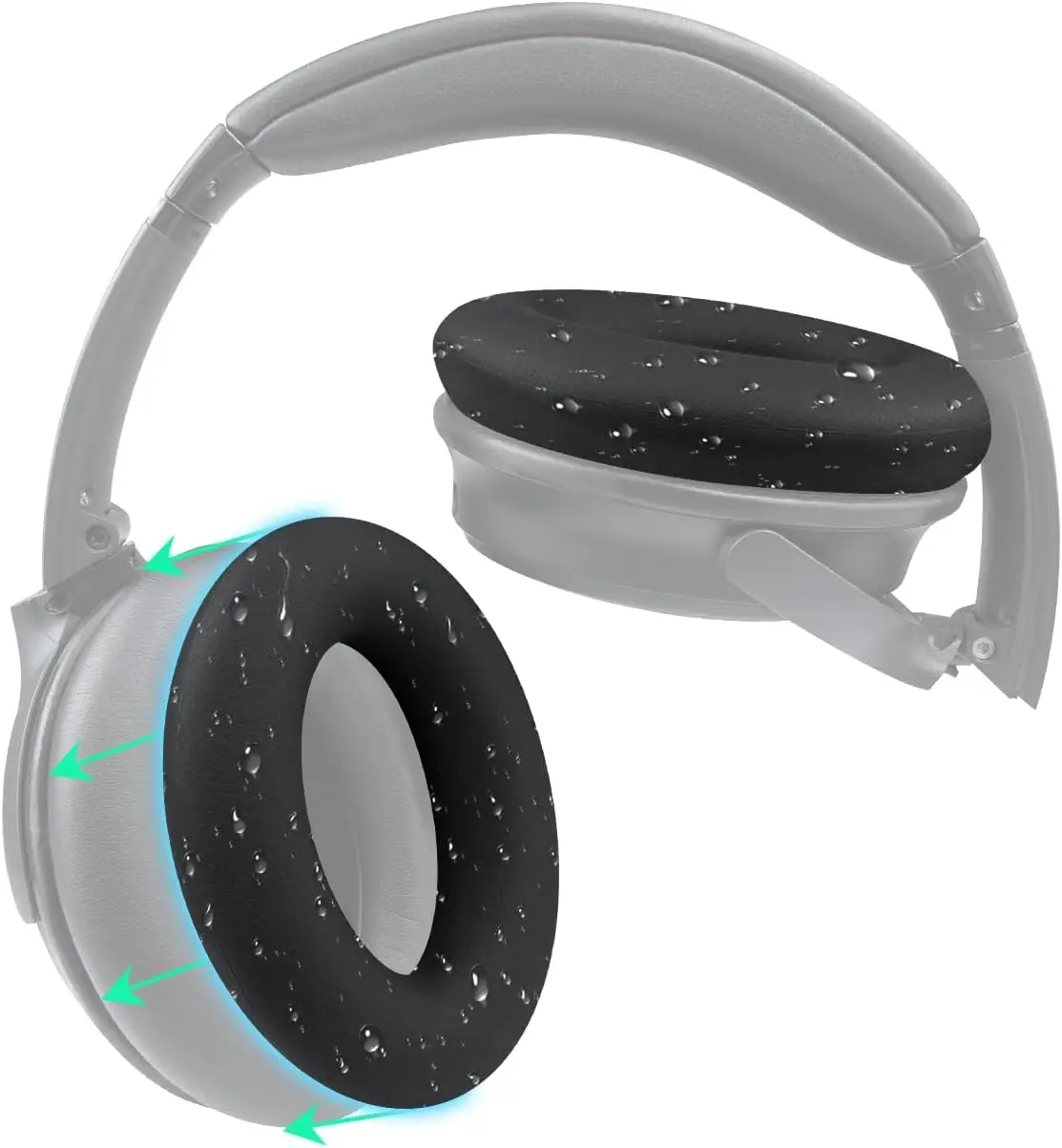 

Silicone Ear Pads Cover Protector for Headphones, Sweatproof, Washable - Black