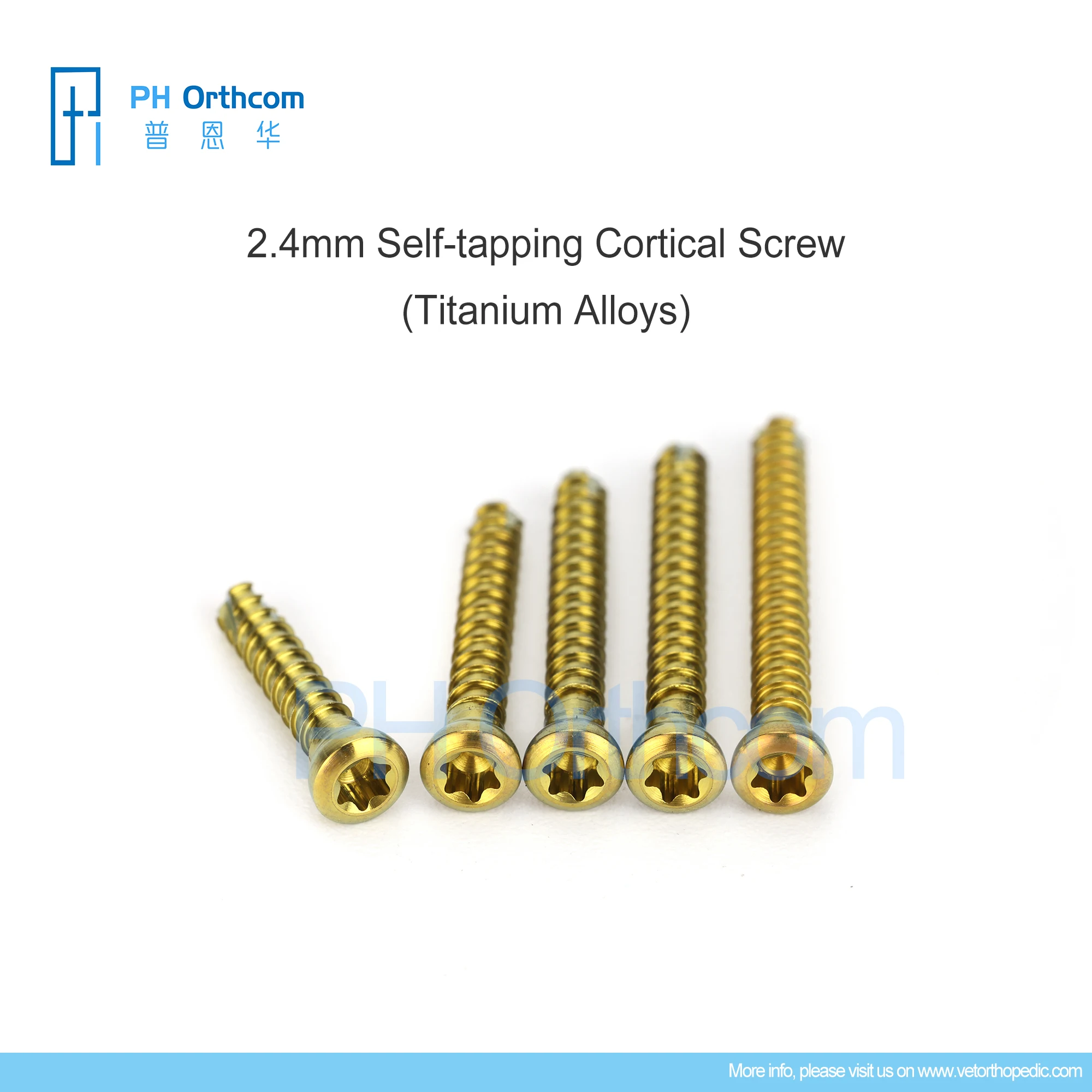 Titanium 2.4mm Cortical Screws Veterinaria Pets Mascotas Orthpedic Surgical Instruments Medical Supplies and Equipments