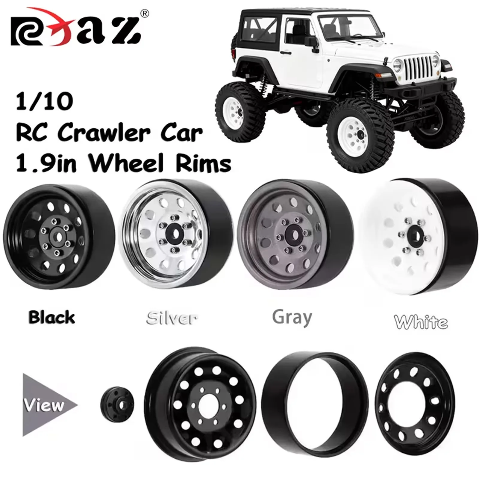 

RCXAZ Metal 1.9 Chain Wheel Rim Hub for 1:10 Remote Control Crawler Axle SCX10 90046 TRX4 Redcat GEN8