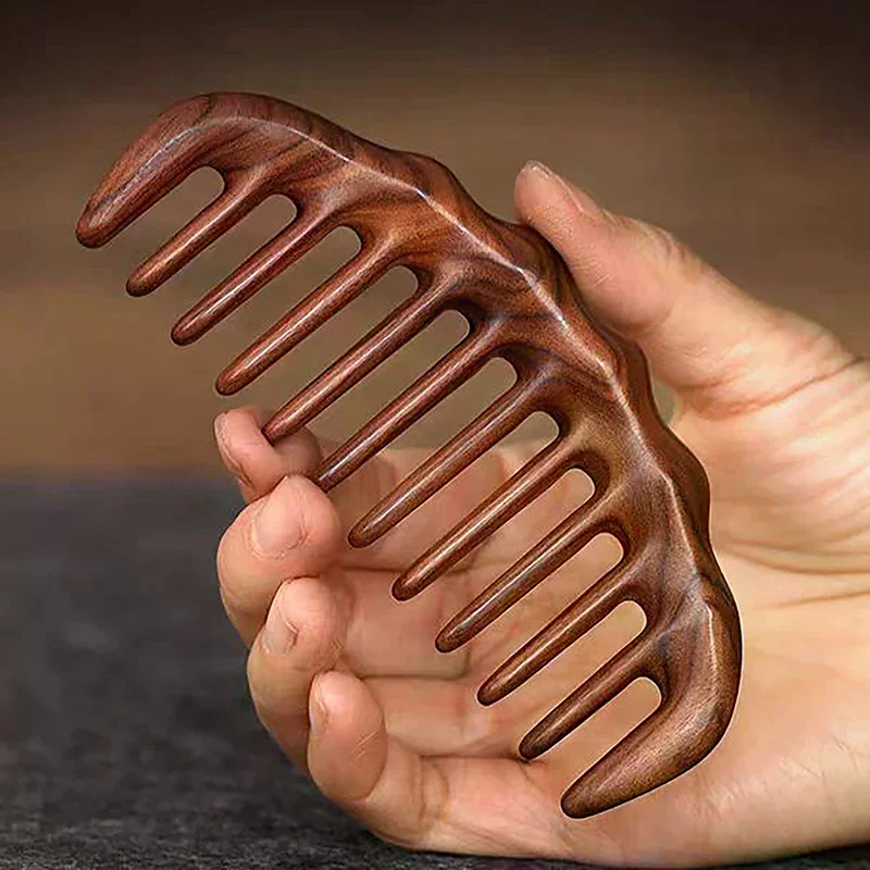 Natural Sandalwood Hair Combs Anti-Static Wooden Comb Massager Serration Tooth Detangle Sandalwood Comb Hair Care Household Gift