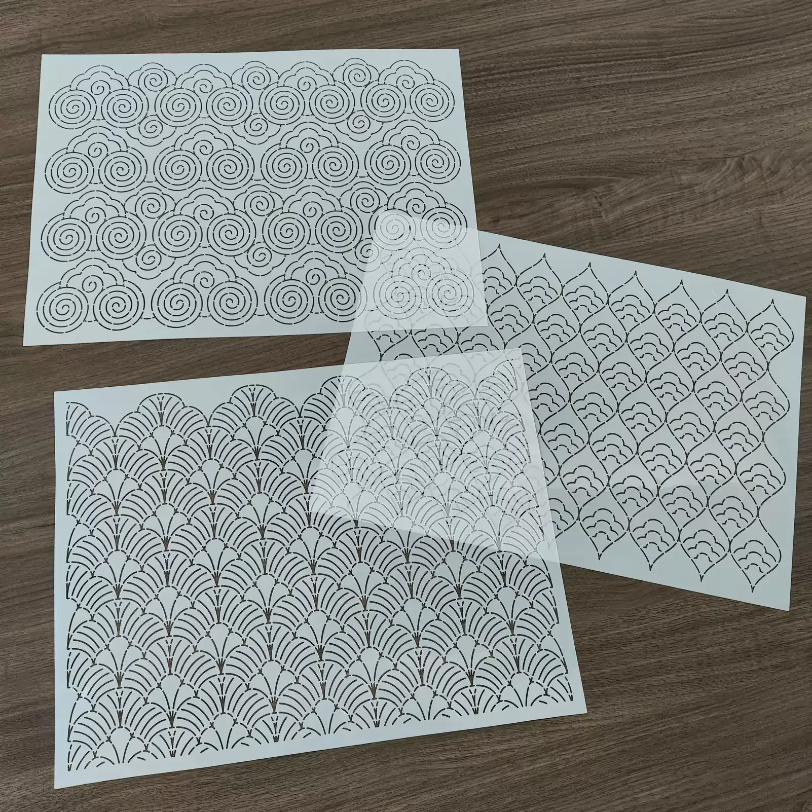 Reusable Plastic Template for Fabric Tracing Embroidery Tool for Sewing and Quilting chinese Auspicious Pattern Sashiko Stencil
