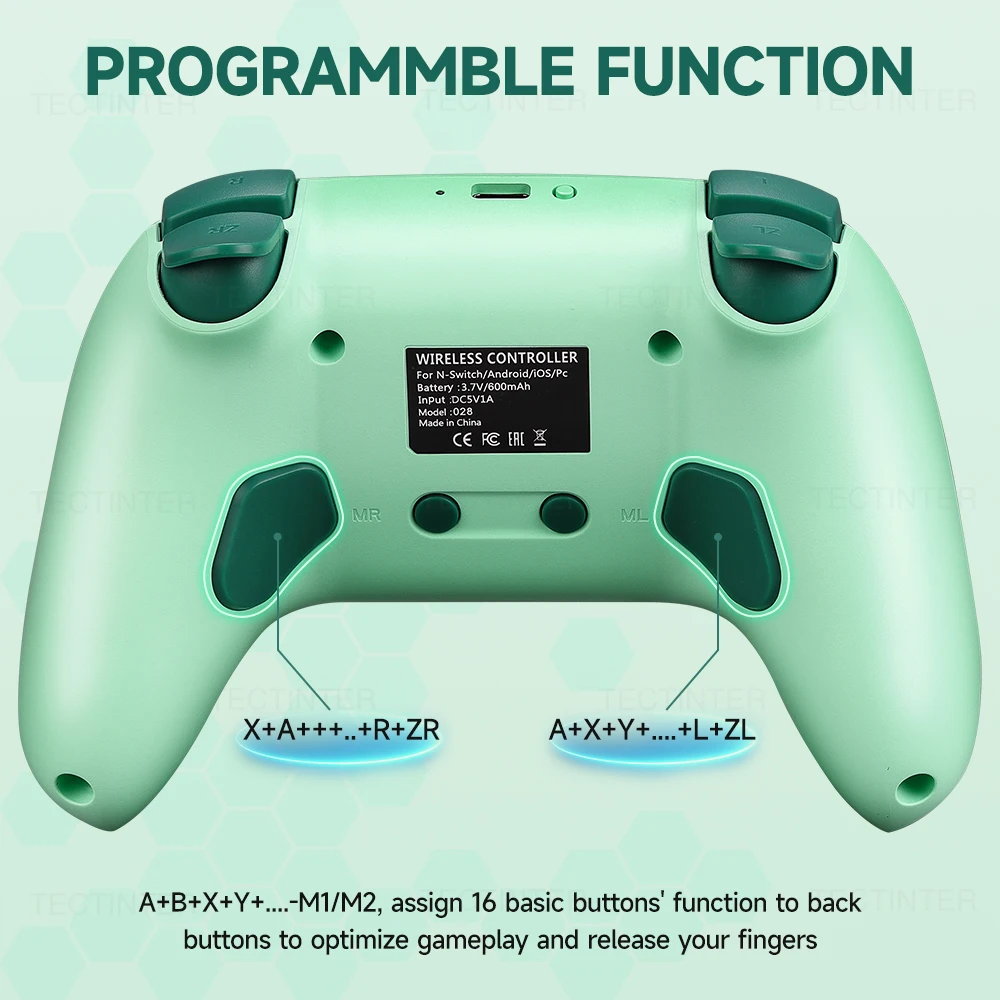 وحدة تحكم لاسلكية RGB لجهاز نينتندو سويتش/سويتش 2/ Steam/Android Gamepad PC Joystick Joypad Control مع وظيفة Turbo