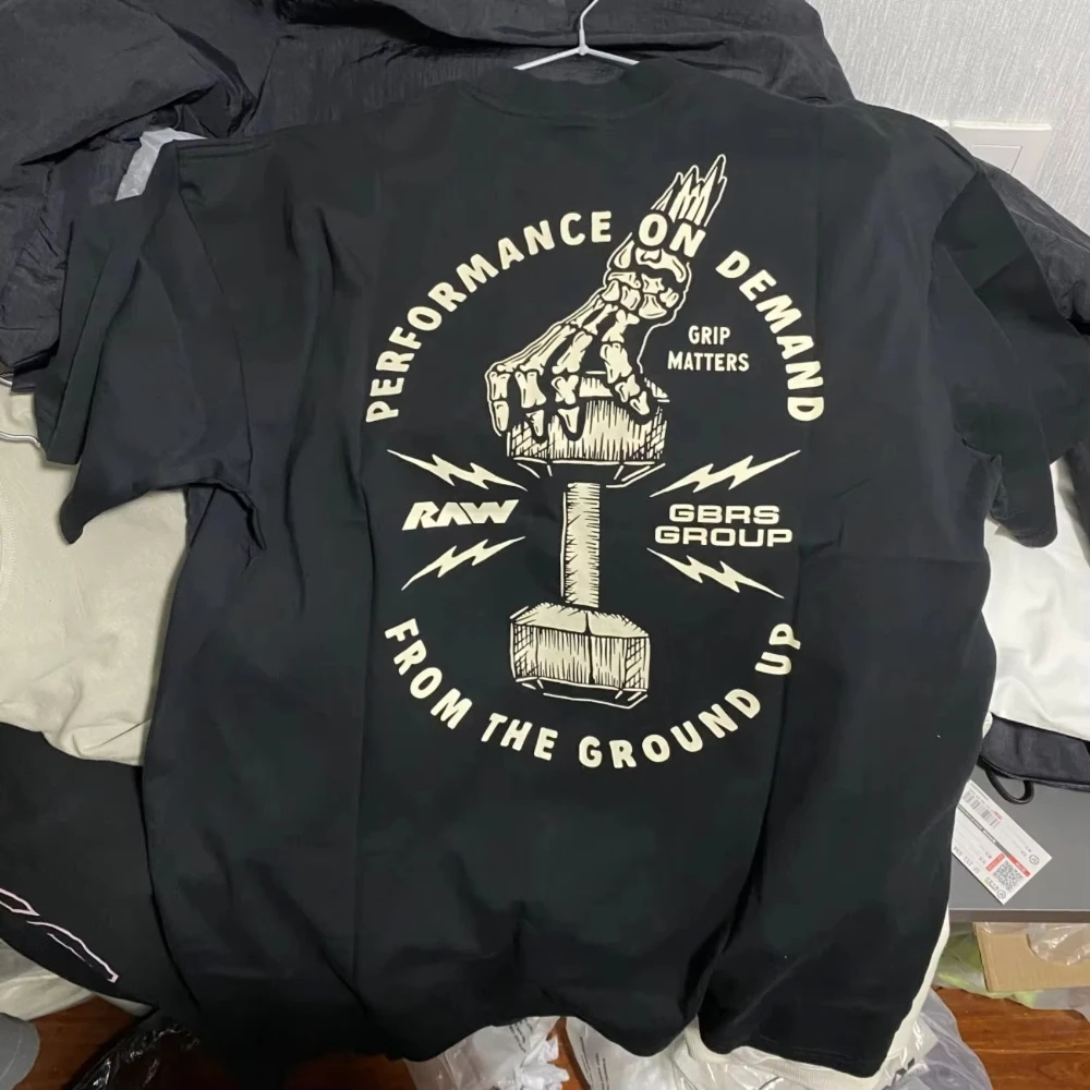 

RAW X GBRS Summer Fitness Bodybuilding Muscle Training Sports Loose Casual Crew Neck Men's T-Shirt Couple Pure Cotton