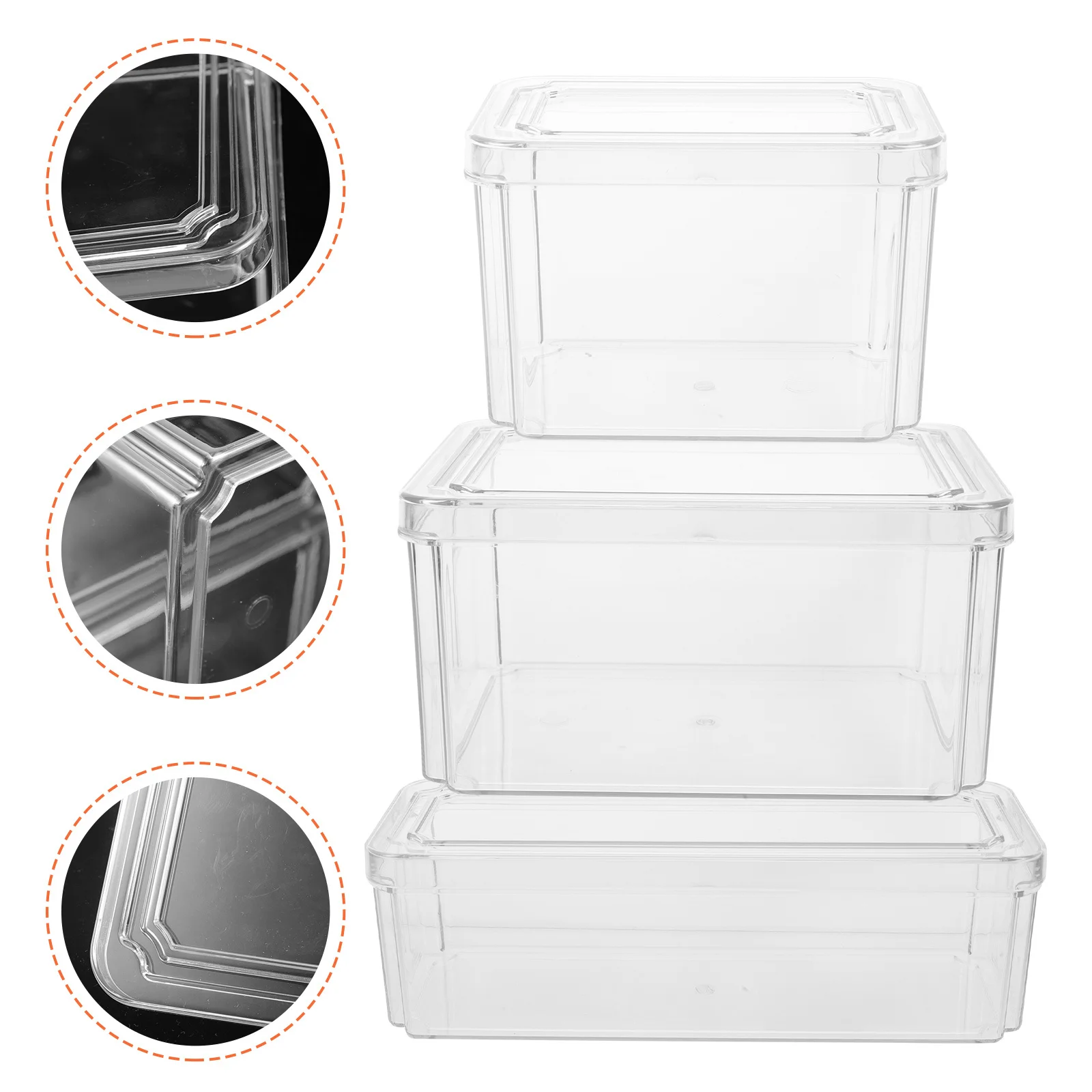 

3pcs Transparent Food Storage Box Large Capacity Fridge Organizer Crisper Bin For Vegetable Fruit Fresh Keeping Stackable
