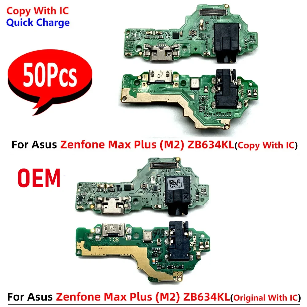 

50Pcs，For Asus Zenfone Max Plus (M2) ZB634KL A001D USB Port Charger Plug Connector Charging Board Main Motherboard Flex Cables