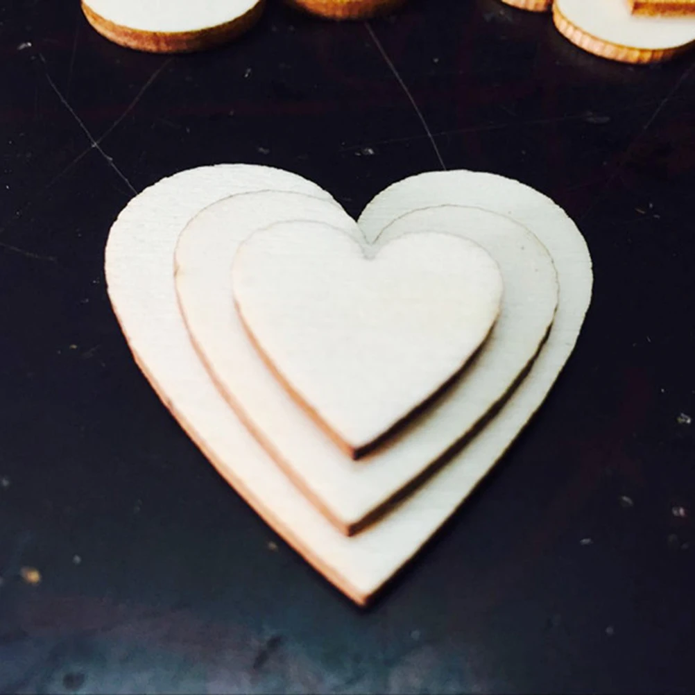 

400pcs Heart Shape Wood Slices Natural Wooden Chips Smooth Sanded For Diy Crafts Painting Holiday Wedding Decorations Wooden