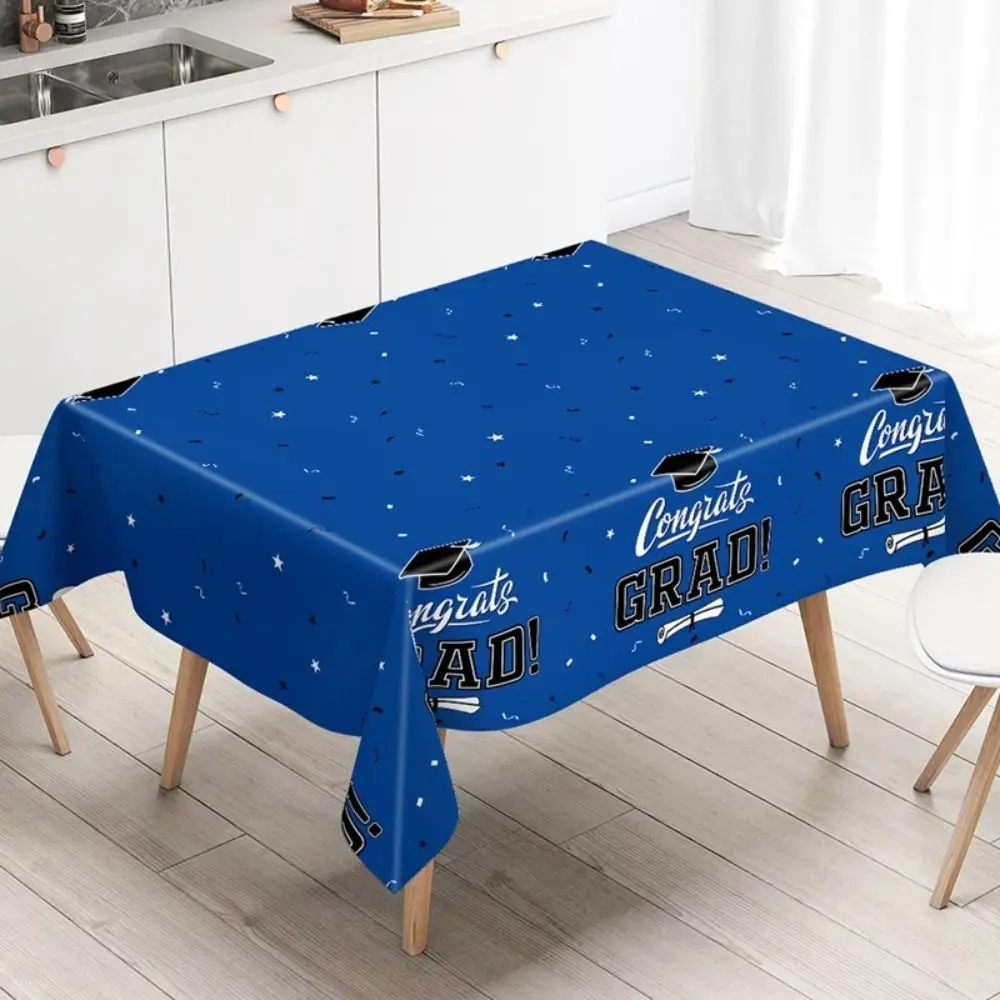 PE Material Graduation Tablecloth Waterproof Plastic Wear-Resistant Congrats Grad Tablecloths Diploma Pattern Graduation Cap