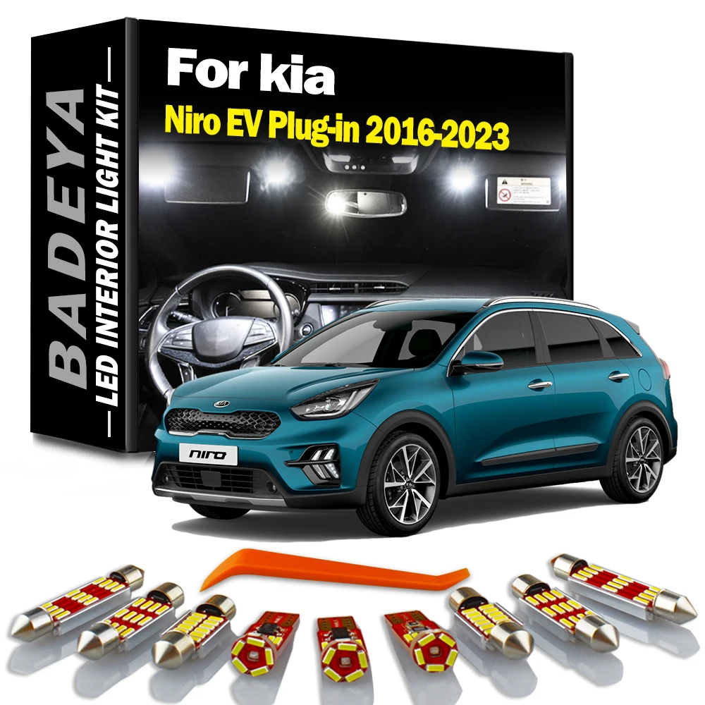 BADEYA 13Pcs For kia Niro EV Plug-in 2016 2017 2018 2019 2020 2021 2022 2023 Canbus LED Interior Sun Visor Light Kit Car Bulbs