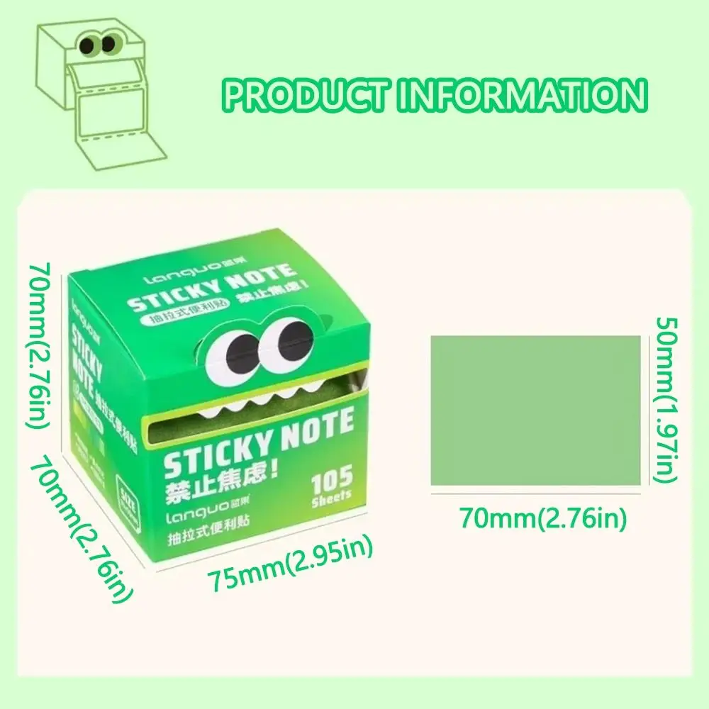 105Sheets INS Kawaii Pull-out Sticky Notes Pearlescent Creative Colorful Memo Pad Pullable Full Adhesive Cartoon Notepads Diary