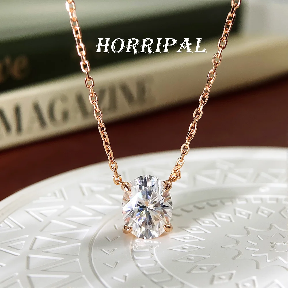 

HORRIPAL 1-3CT D VVS1 Oval Moissanite Necklaces for Women GRA Certified S925 Silver New Fashion Dainty Banquet Fine Jewelry Gift