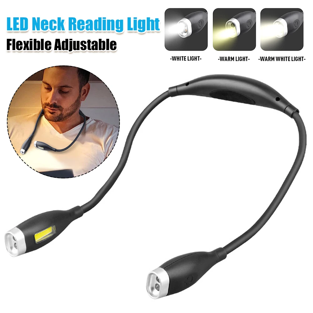 

LED Neck Reading Light Bendable Arms Book Light Flexible LED Night Light Rechargeable for Night Running Walking Knitting Camping